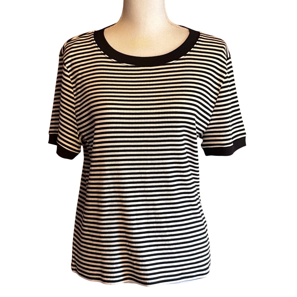 J.Crew Ribbed Stripe T-Shirt Black White, NWT, classic, coastal, preppy, casual